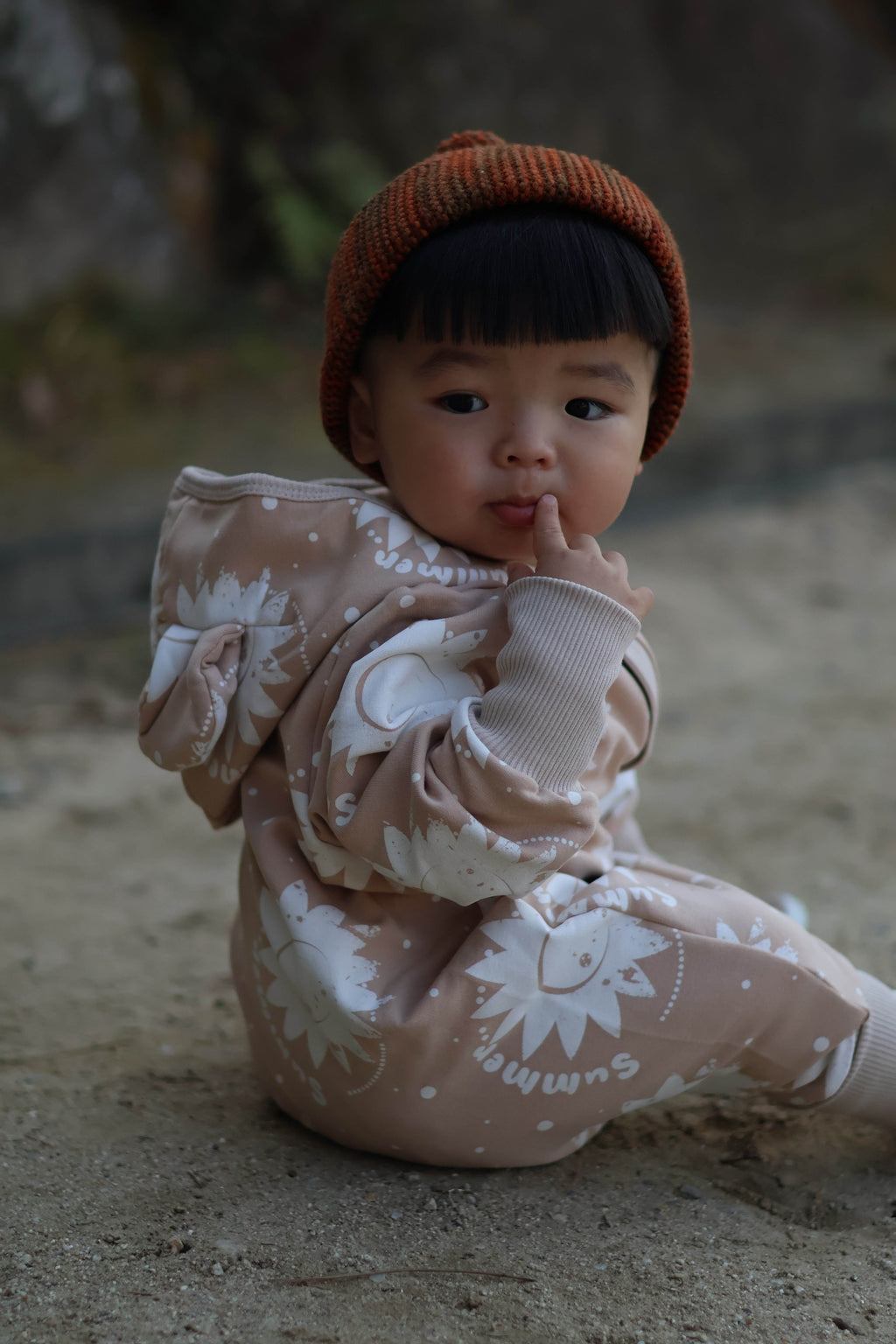 Eared Jumpsuit for Babies and Kids - Beige Suns
