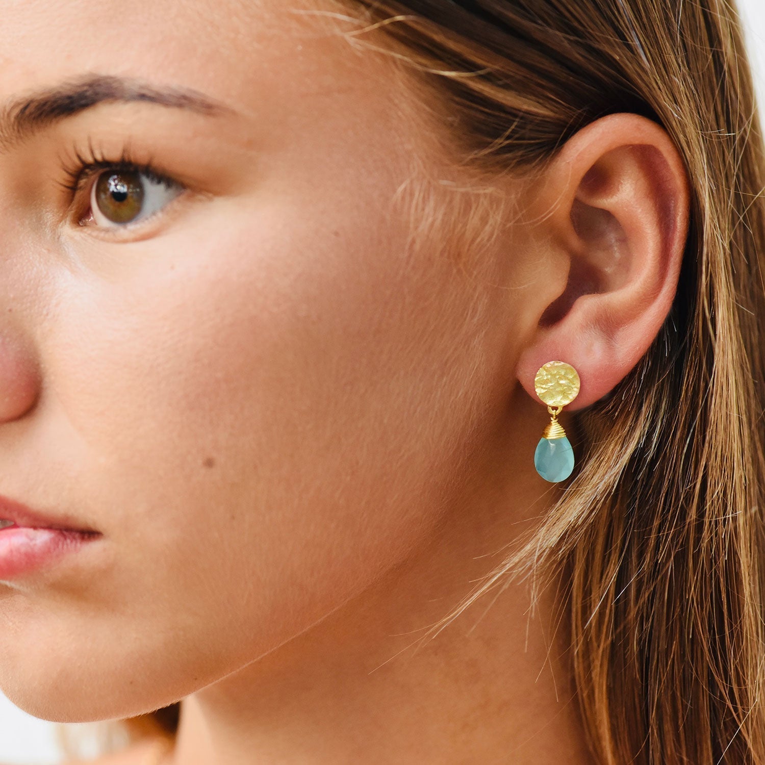 Classic Athena Kate Drop Earrings Aqua Pariba Onyx