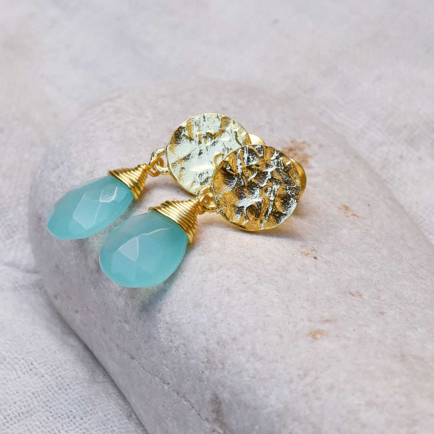 Classic Athena Kate Drop Earrings Aqua Pariba Onyx