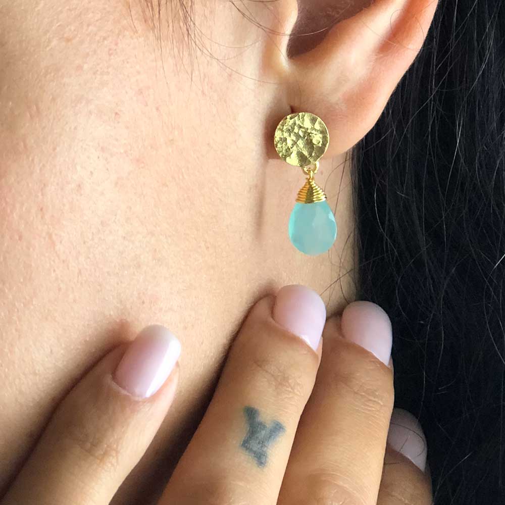 Classic Athena Kate Drop Earrings Aqua Pariba Onyx