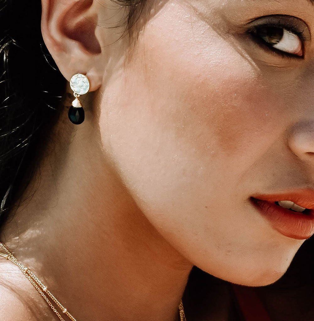 Classic Athena Drop Earrings in Black Onyx