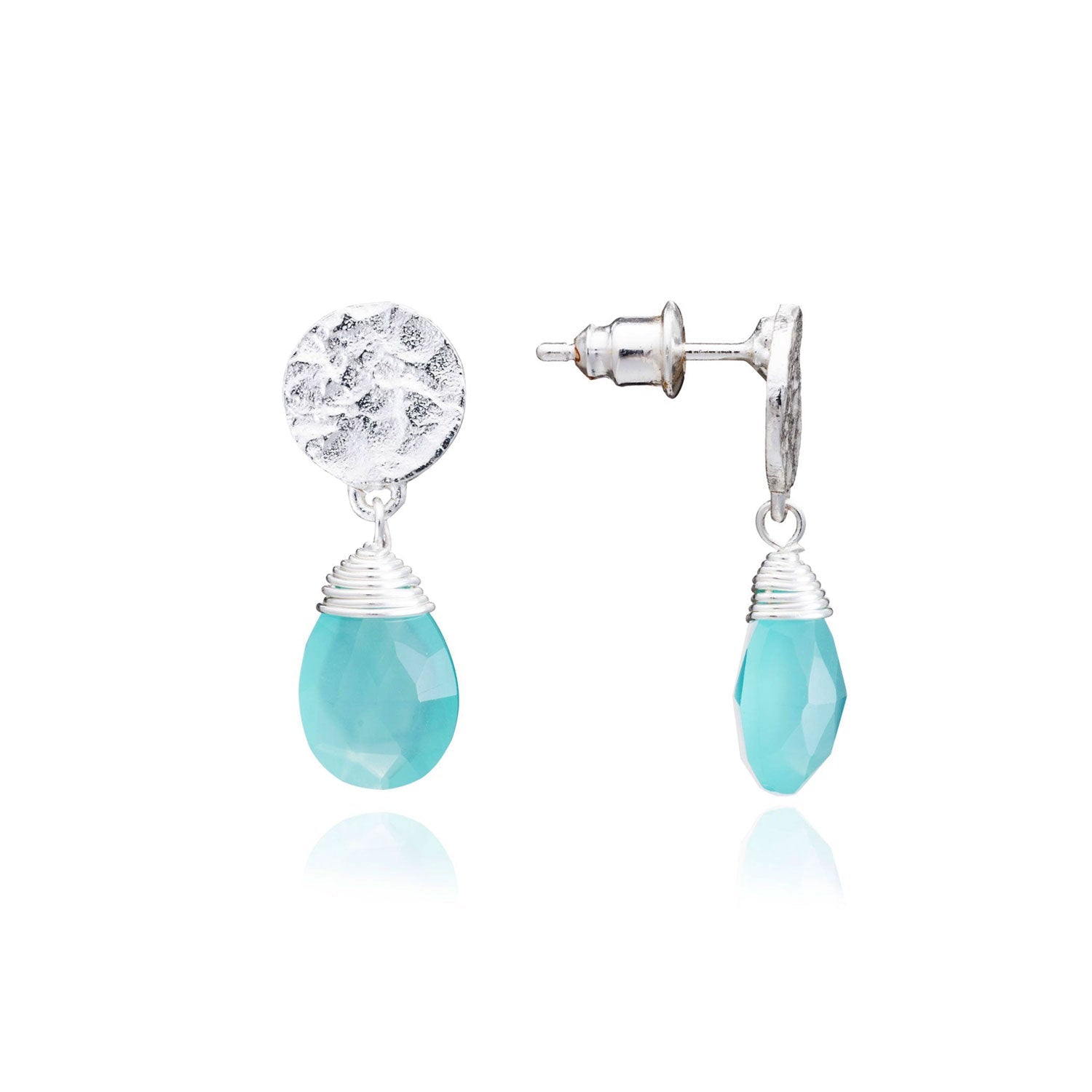 Classic Athena Drop Earrings in Silver and Aqua Pariba Onyx