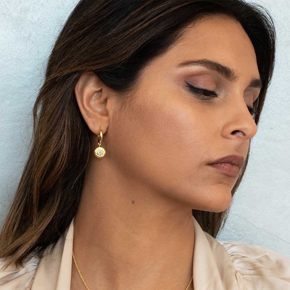 Luna Gemstone Hoops Black Onyx