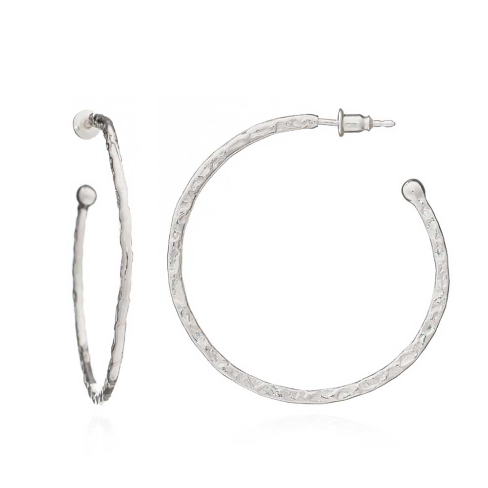 Large Textured Silver Hoops