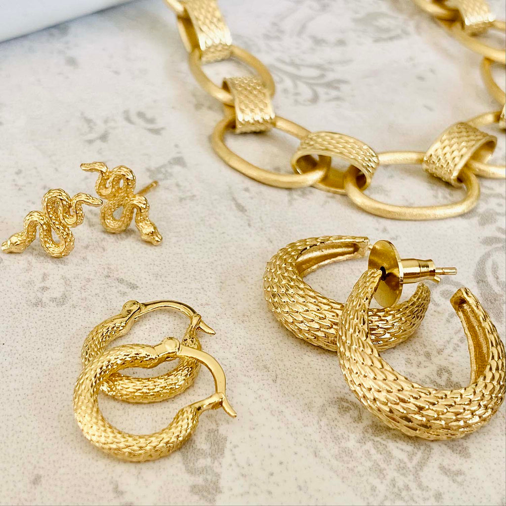 Medusa Gold Snake Hoop Earrings