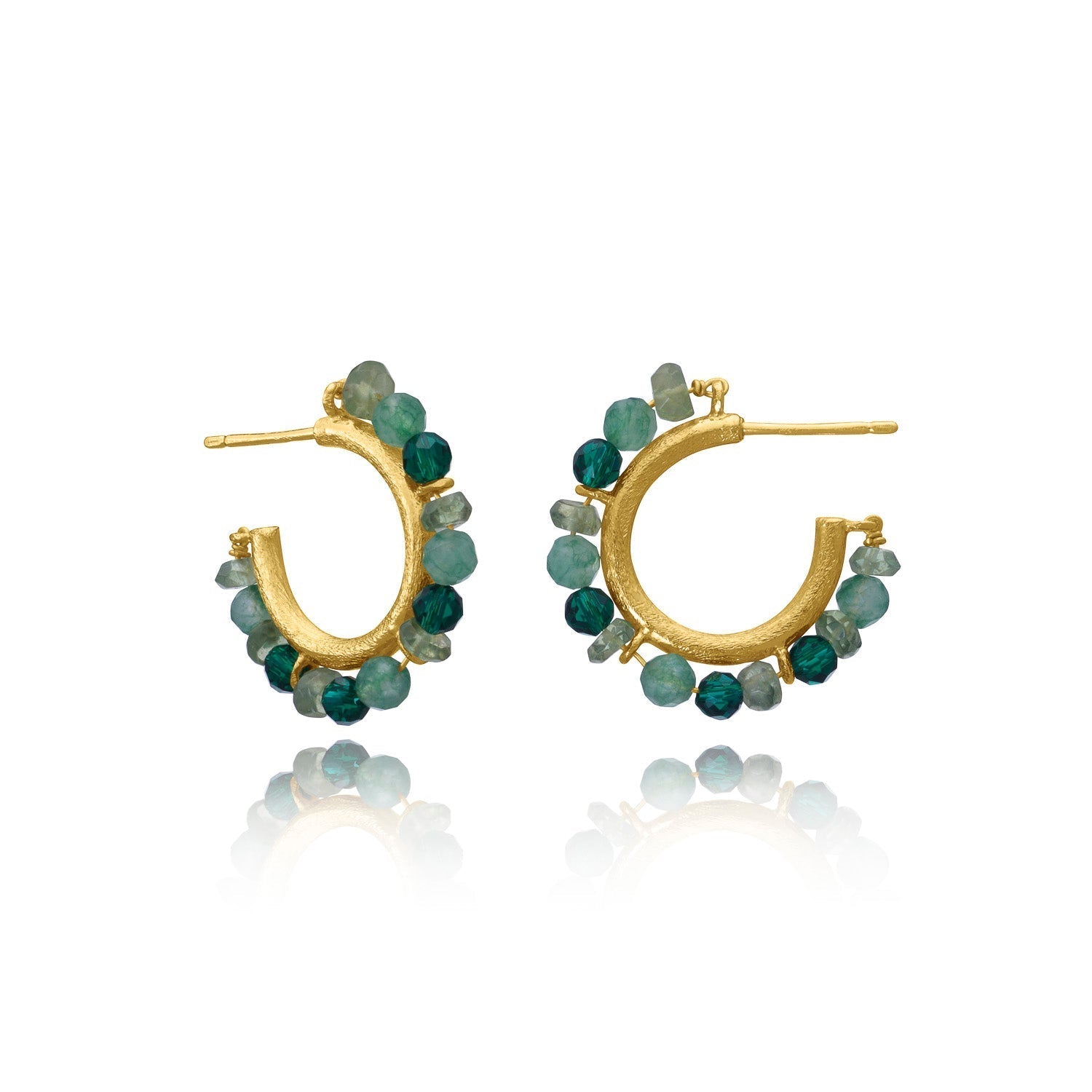 Ophelia Small Gemstone Hoops Green Aventurine, Green Apatite & Green Tourmaline