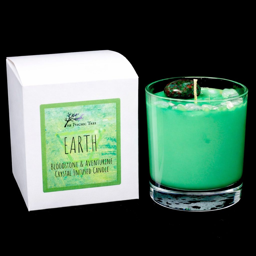 Crystal Infused Scented Candle with Bloodstone and Aventurine