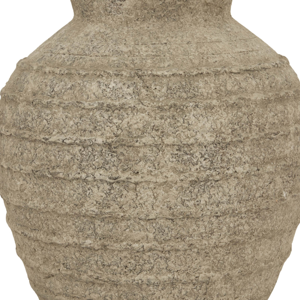 Large grey Tuscan ceramic vase with textured finish, modern Mediterranean style, 33cm height  by sostter at brixbailey.com