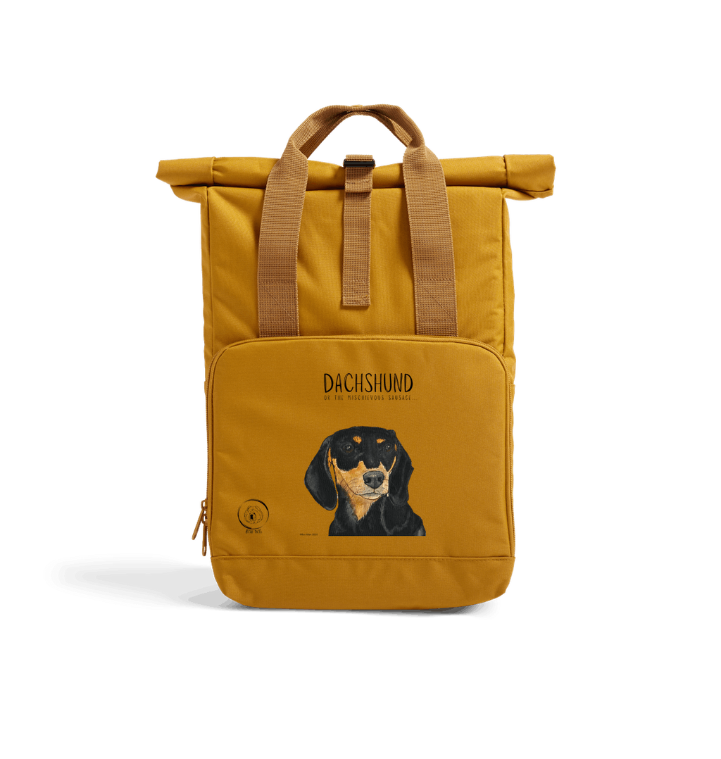 Back and Tan Dachshund Roll Top Backpack