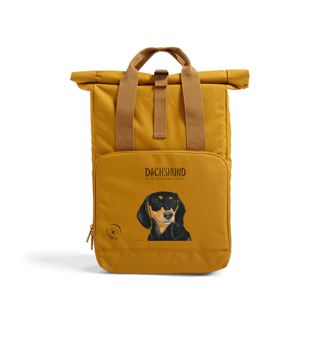 Back and Tan Dachshund Roll Top Backpack
