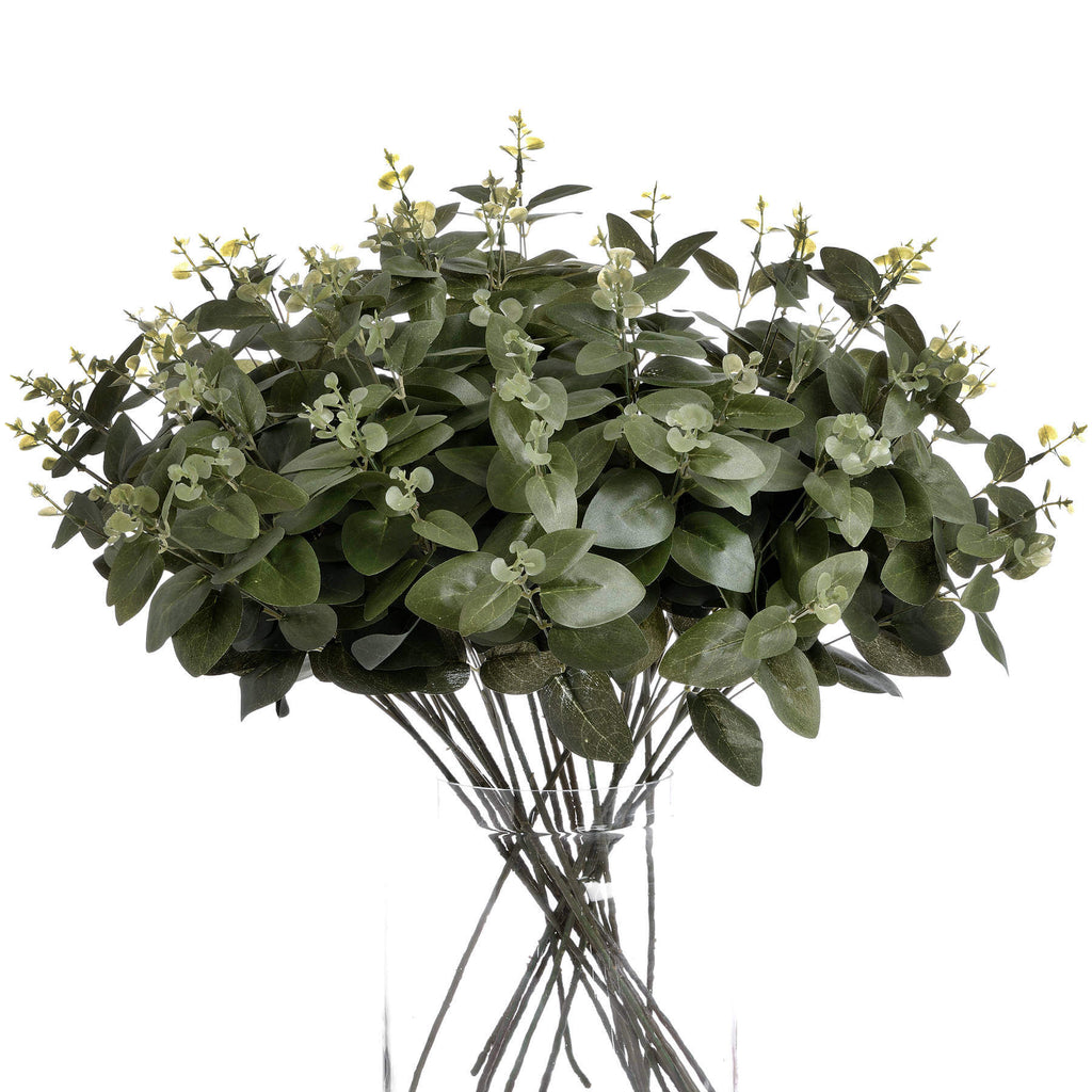 Dark green cineraria eucalyptus spray with lifelike plastic leaves, 62cm tall, for home decor and floral arrangements by RoomLondon at brixbailey.com