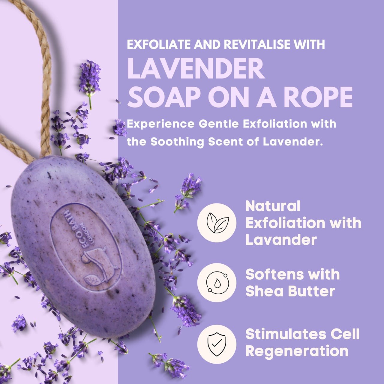 Lavender Soap on a Rope 220g Natural Shea Butter
