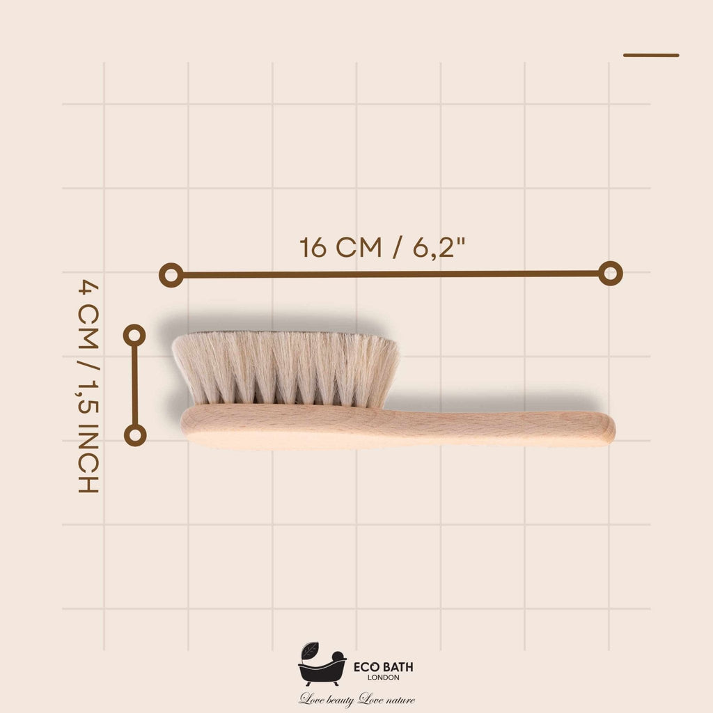 Eco Bath London Baby Brush with Goat Hair - Ultra Soft Baby Bath Brush for Newborns