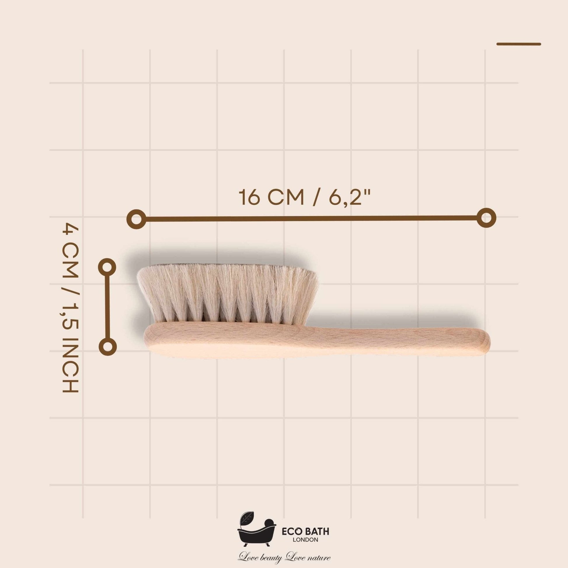 Eco Bath London Baby Brush with Goat Hair - Ultra Soft Baby Bath Brush for Newborns