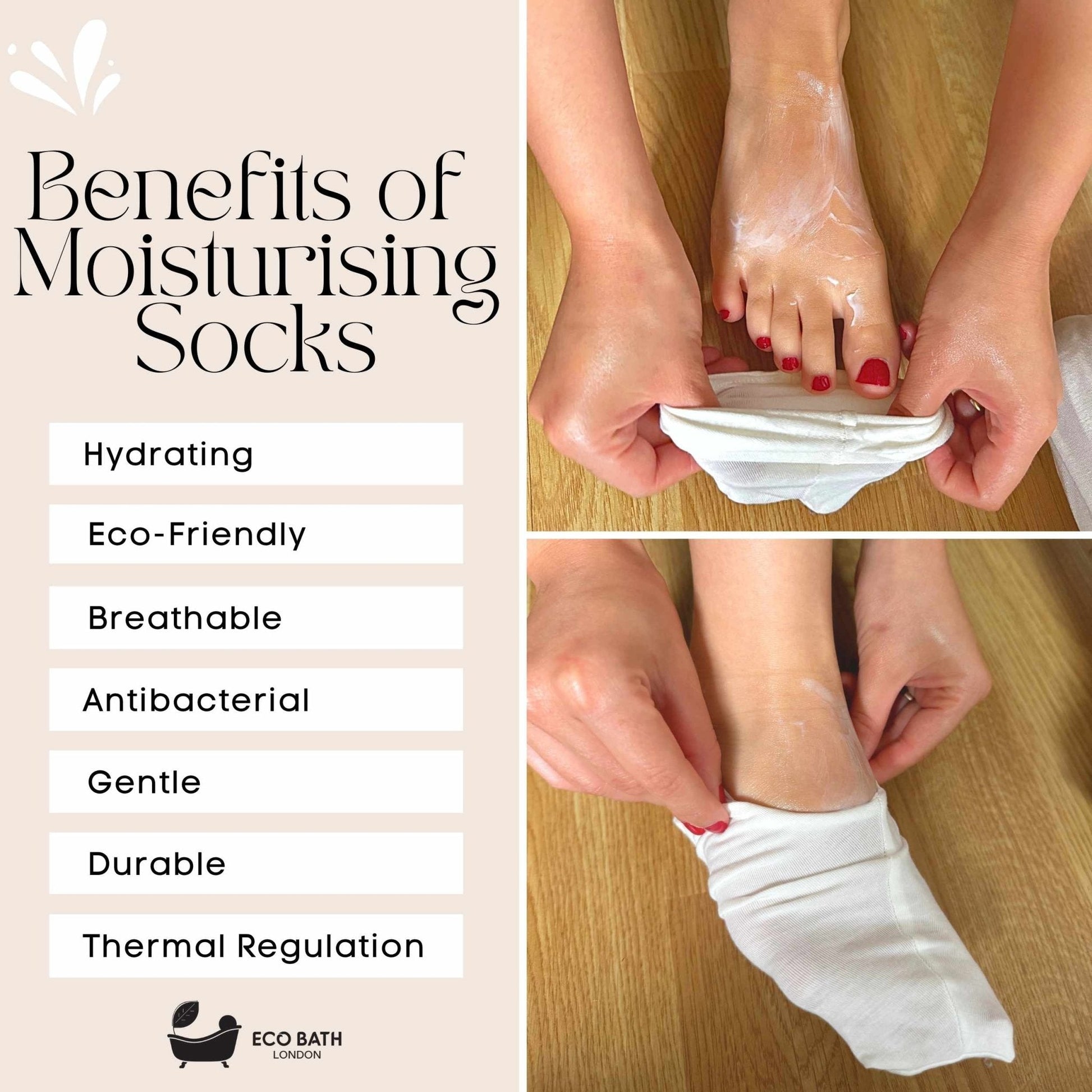 Moisturising Socks for Overnight Foot Hydration, Breathable and Soft