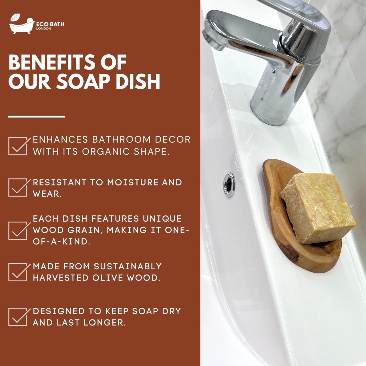 Olive Wood Leaf Soap Dish