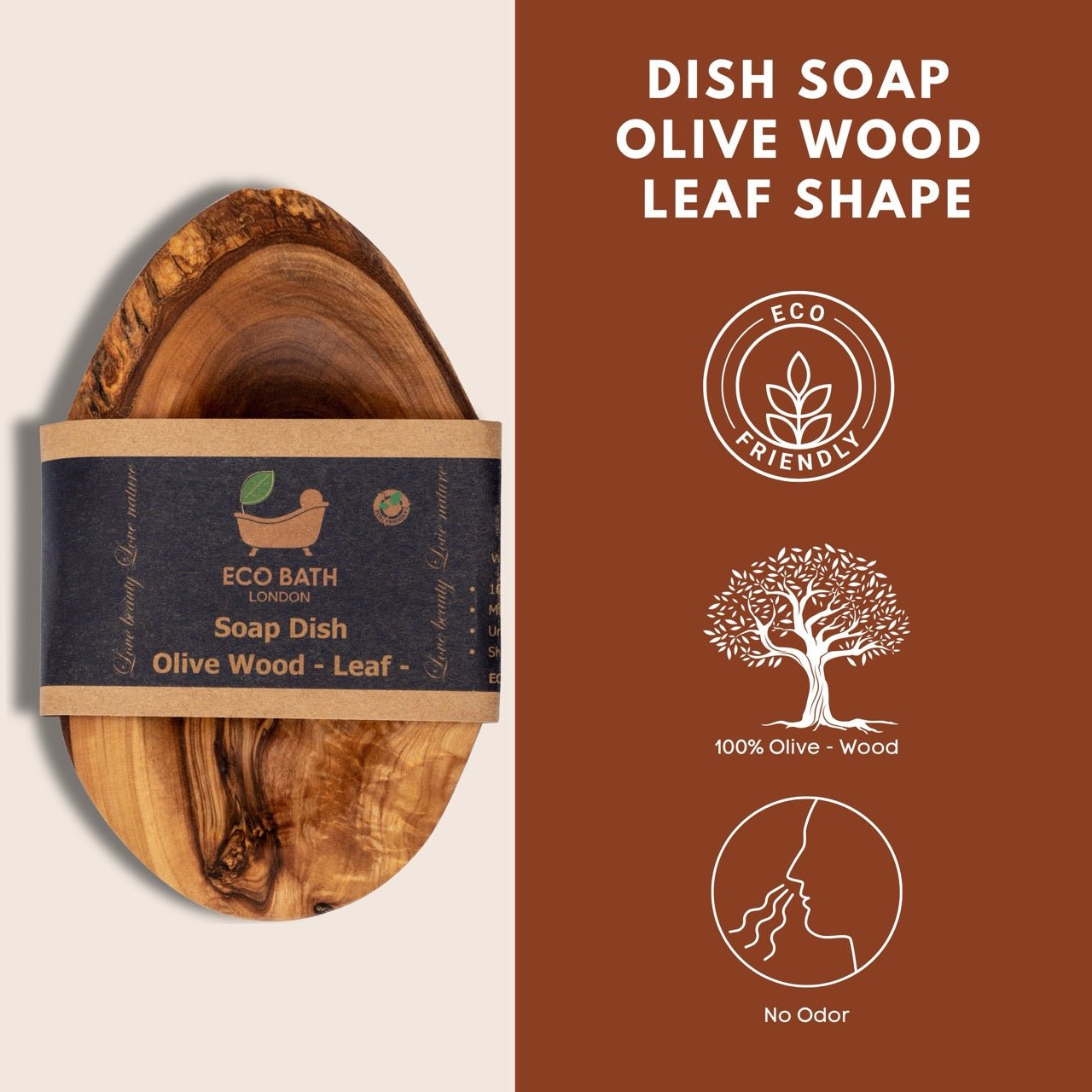 Olive Wood Leaf Soap Dish