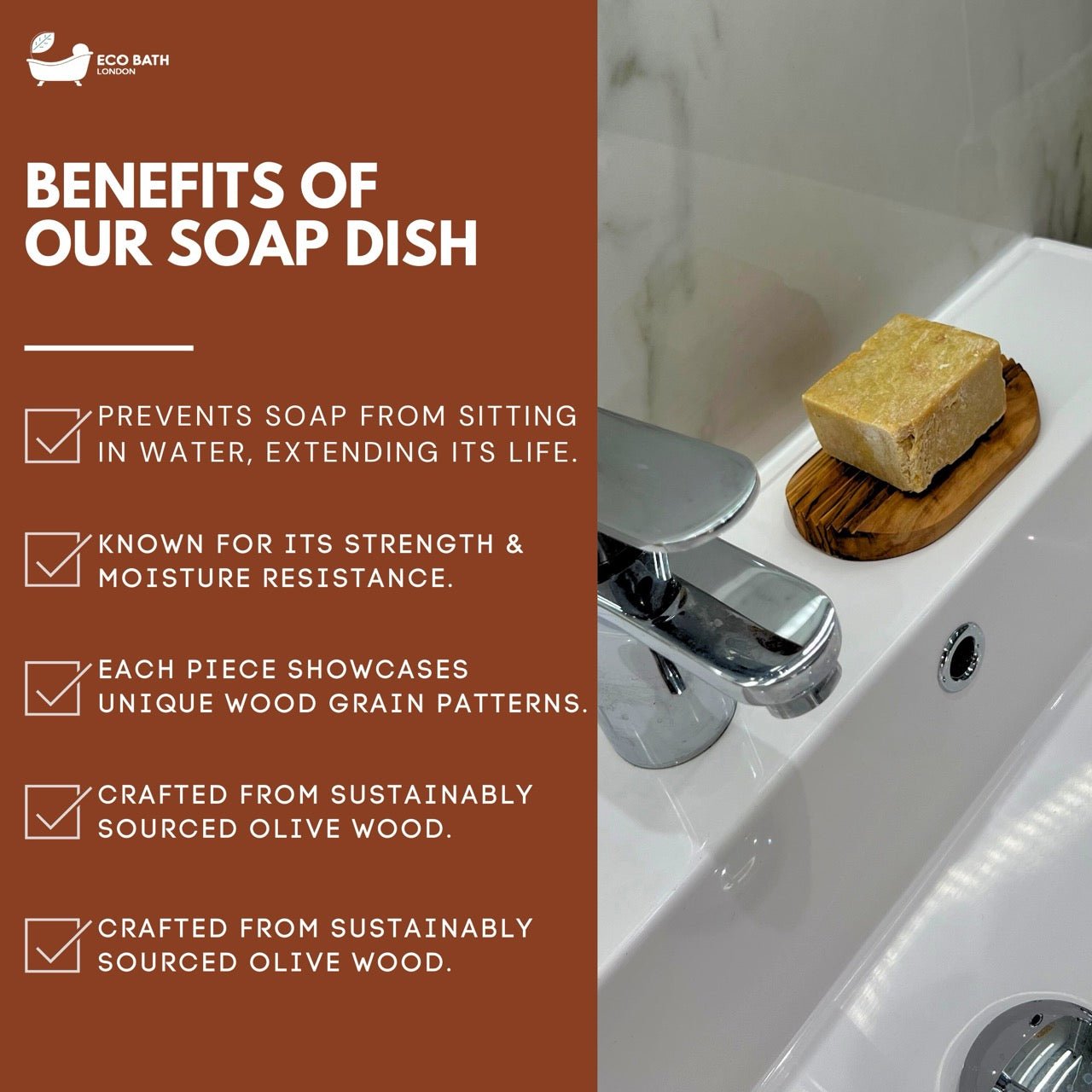 Olive Wood Ridged Soap Dish