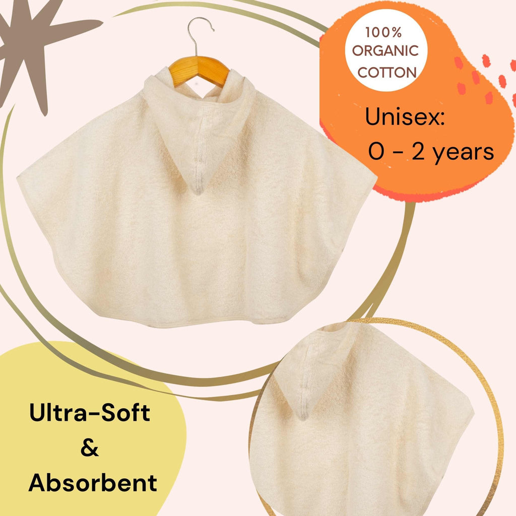 Organic Cotton Baby Poncho in Natural Undyed Cotton