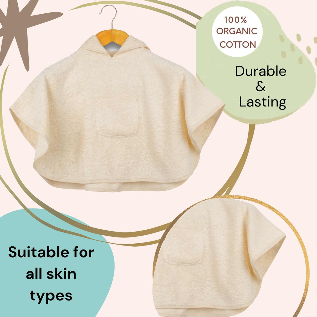Organic Cotton Baby Poncho in Natural Undyed Cotton