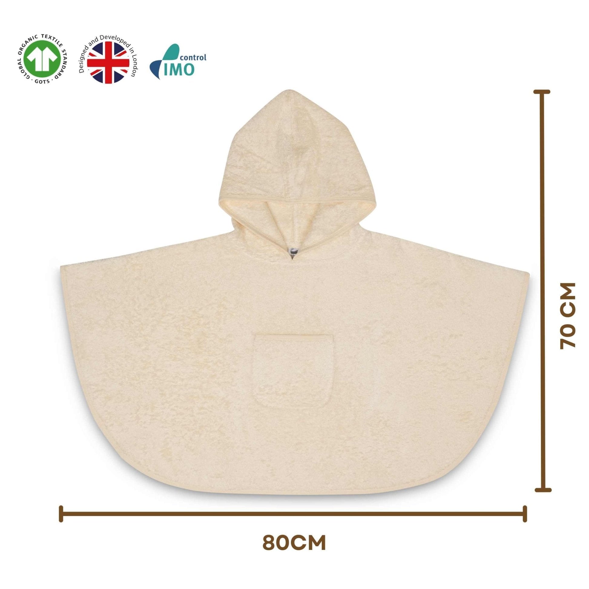 Organic Cotton Baby Poncho in Natural Undyed Cotton