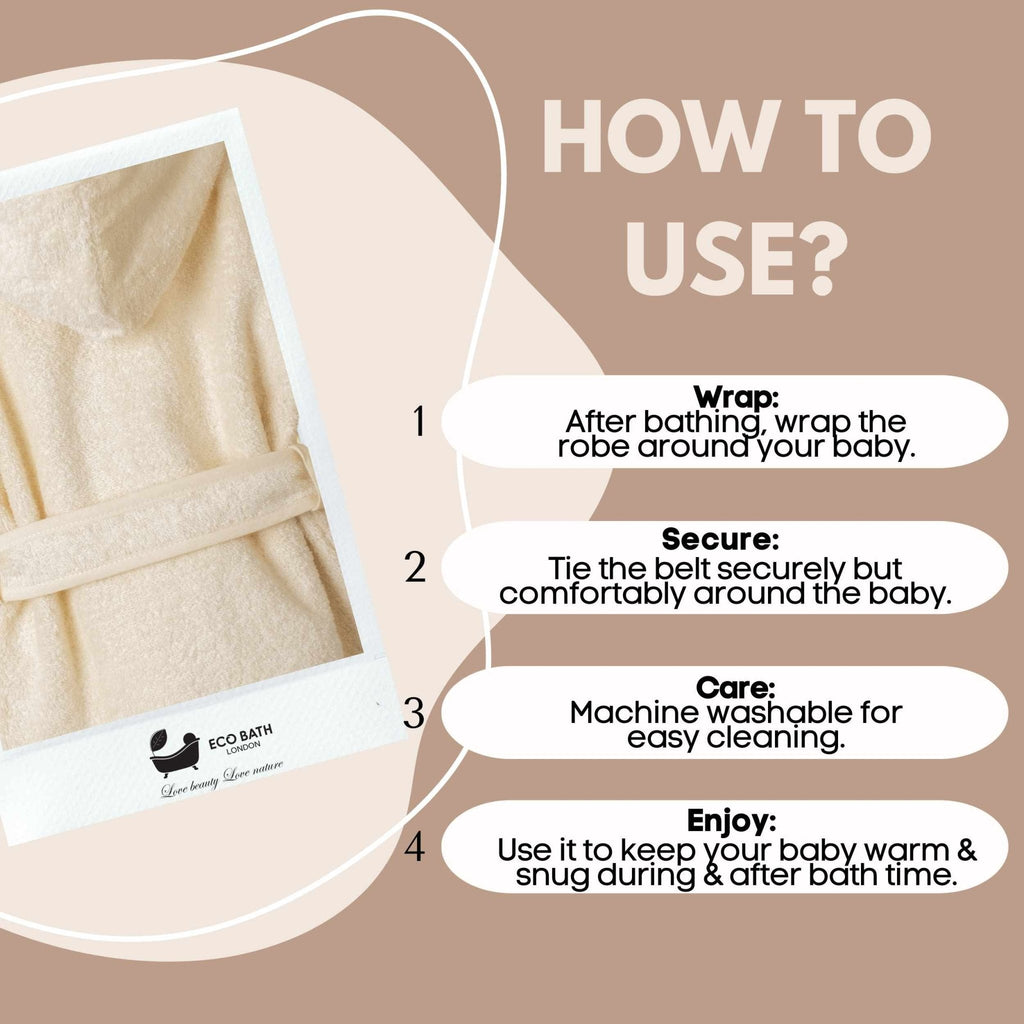 Organic Cotton Baby Robe for Newborns and Toddlers