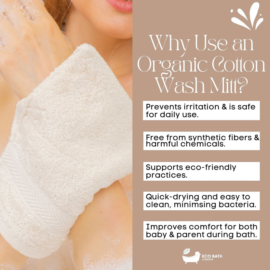 Organic Cotton Bath Mitt Pack of 3 Ultra Soft and Hypoallergenic