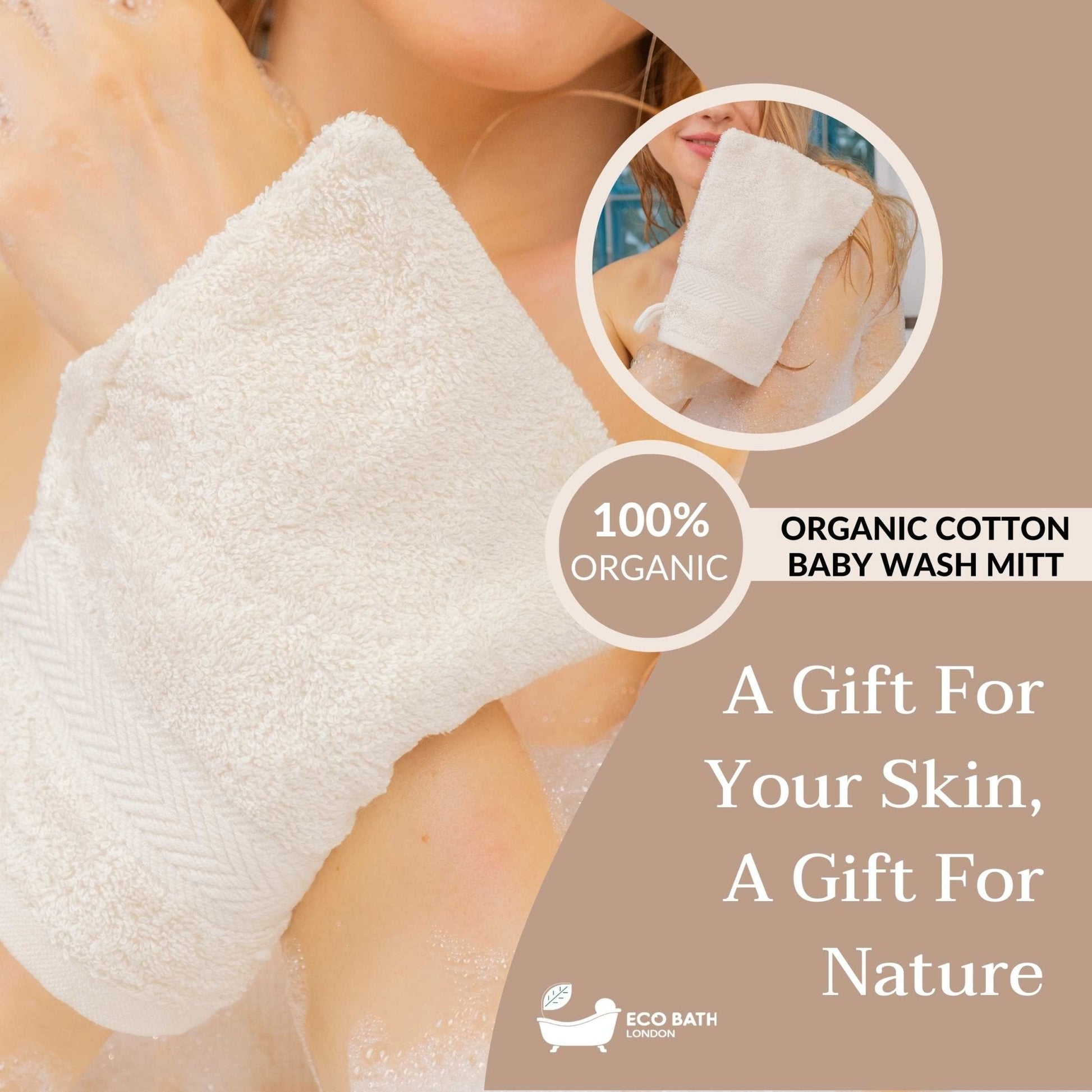 Organic Cotton Bath Mitt Pack of 3 Ultra Soft and Hypoallergenic