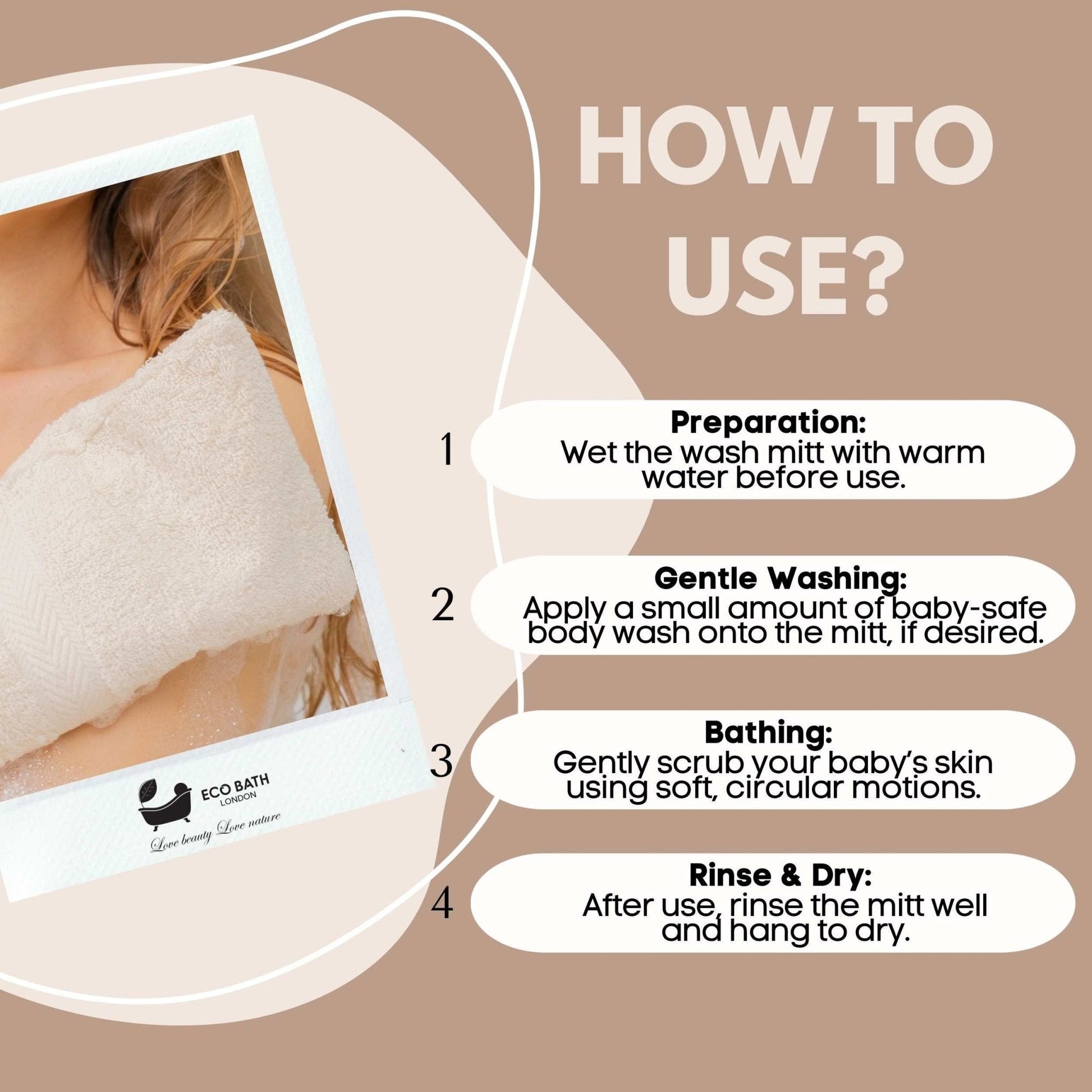 Organic Cotton Bath Mitt Pack of 3 Ultra Soft and Hypoallergenic