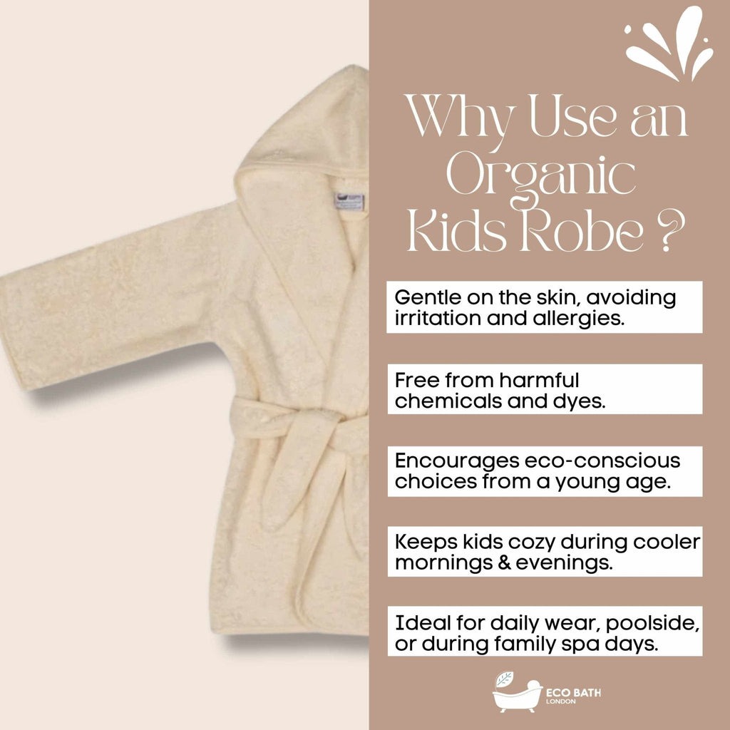 Organic Cotton Kids Robe for Ages 10-12 with Hood