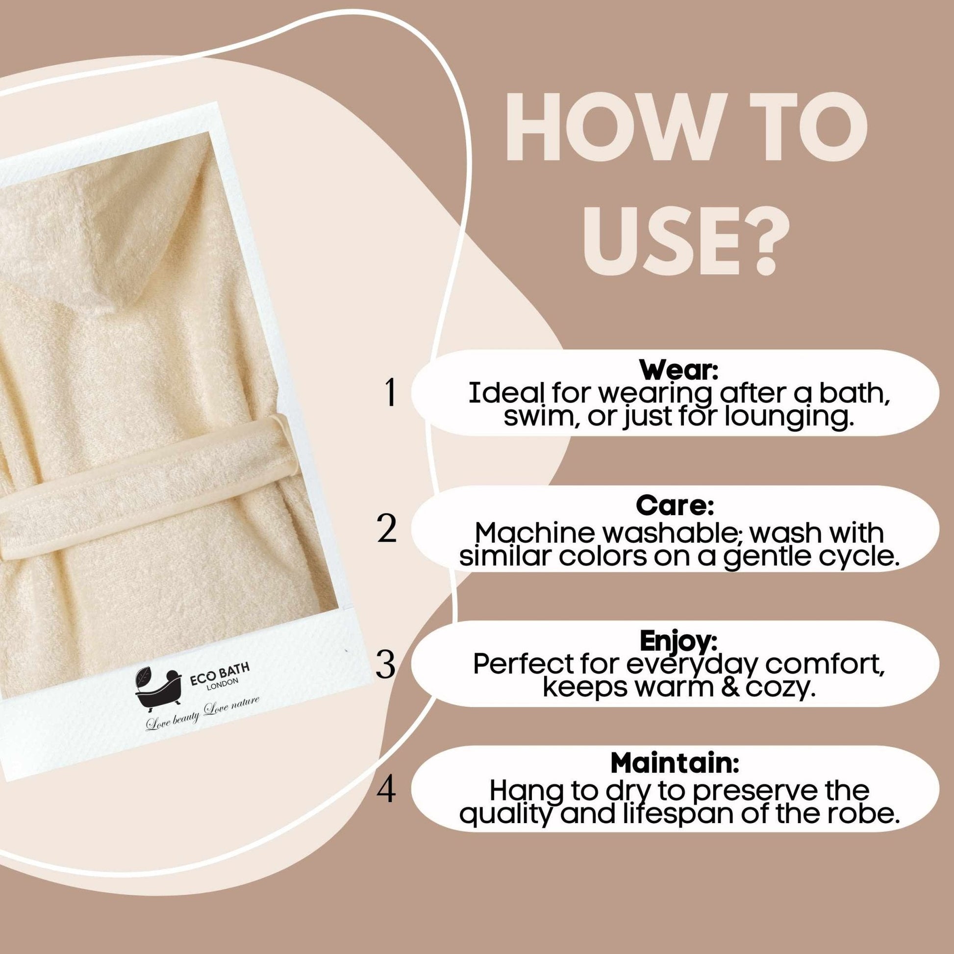 Organic Cotton Kids Robe for Ages 10-12 with Hood