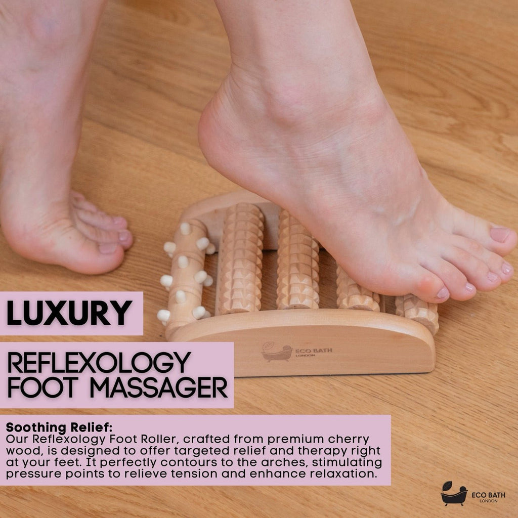 Reflexology Foot Roller in Natural Wood