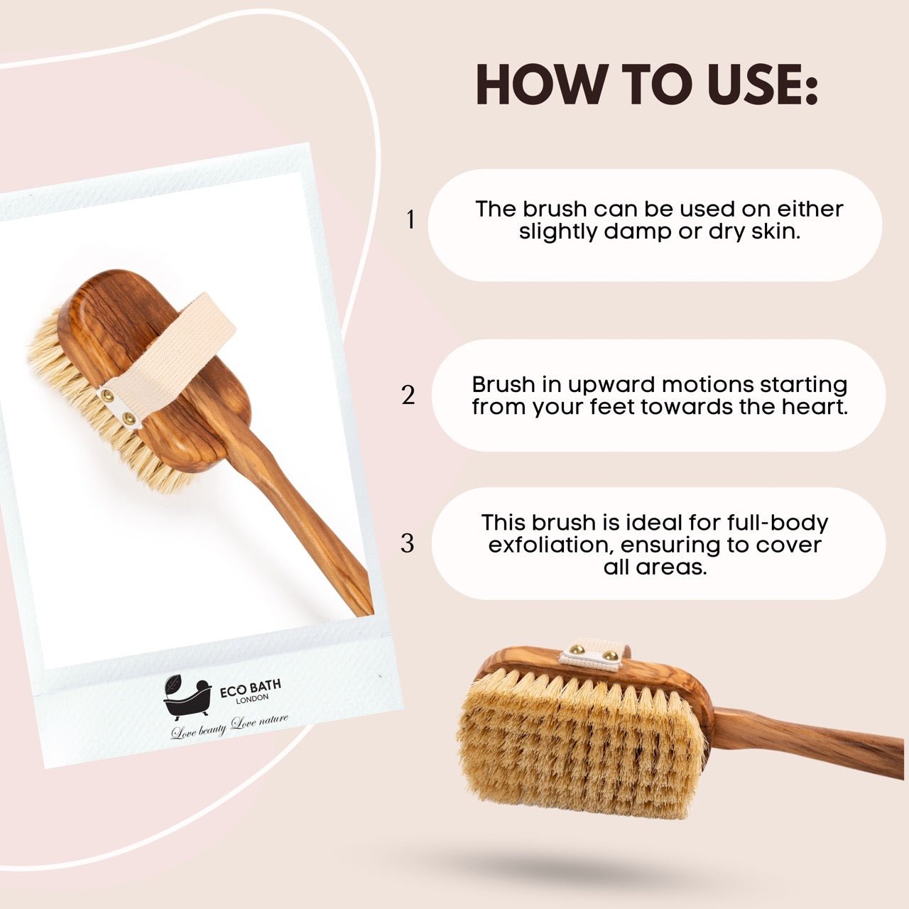 Luxury Natural Sisal Olive Wood Body Brush for Dry Brushing