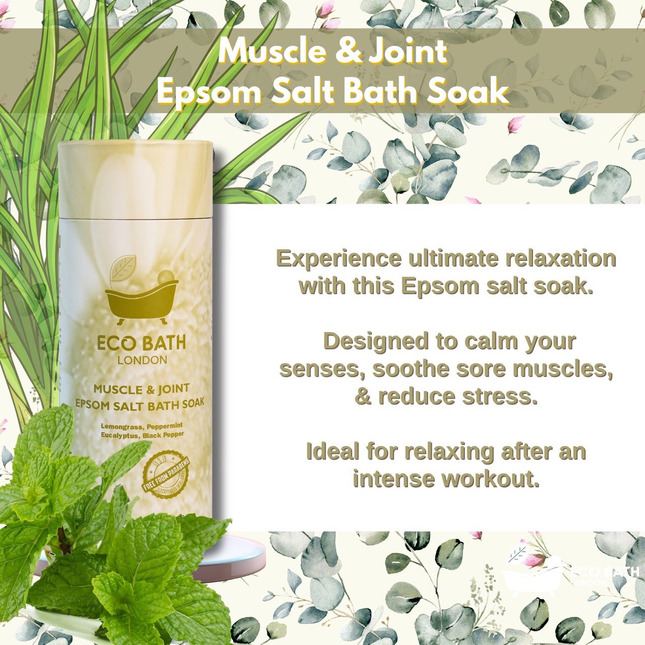Muscle and Joint Epsom Salt Bath Soak Tube