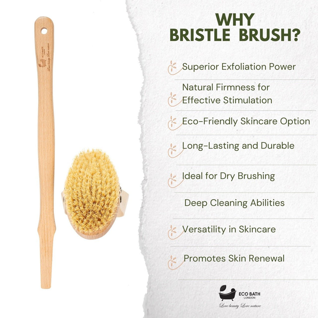 Natural Bristle Body Brush with Detachable Handle