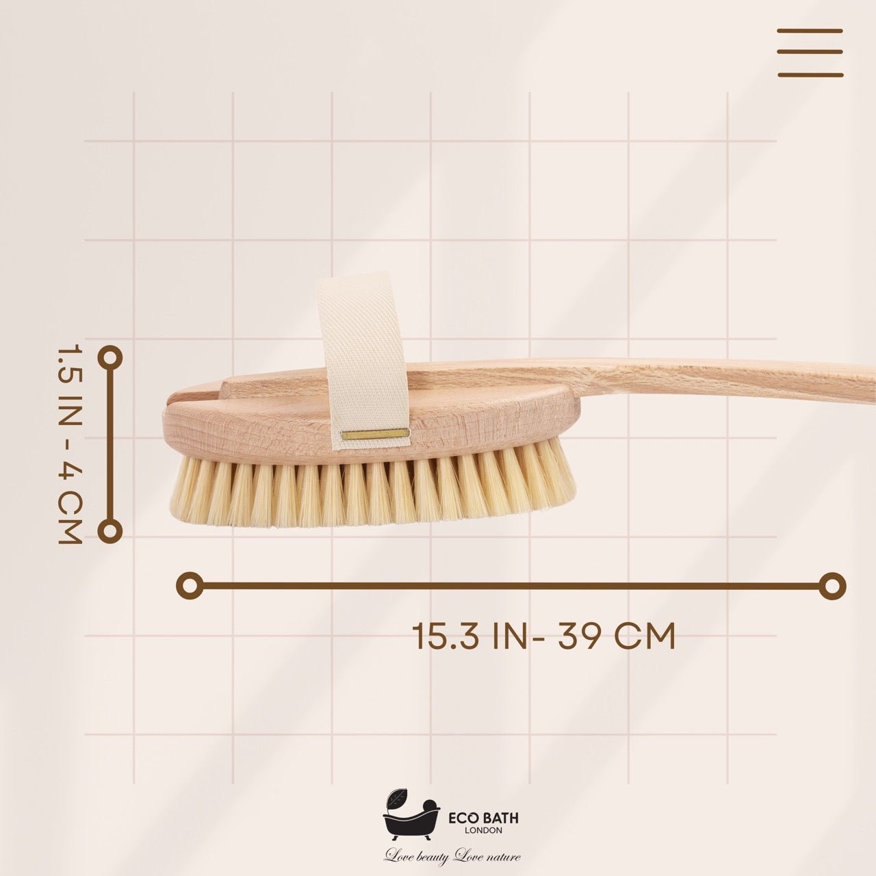 Natural Bristle Body Brush with Detachable Handle