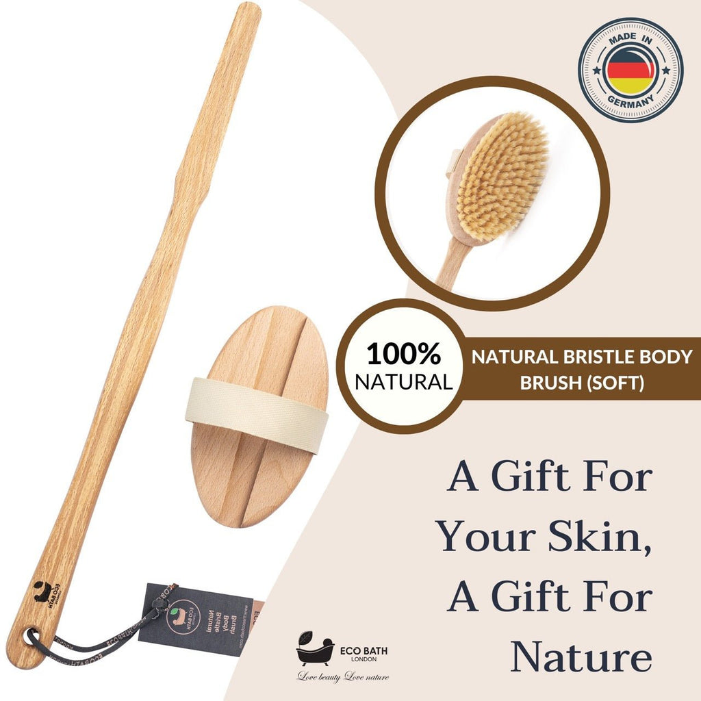 Natural Bristle Body Brush with Detachable Handle