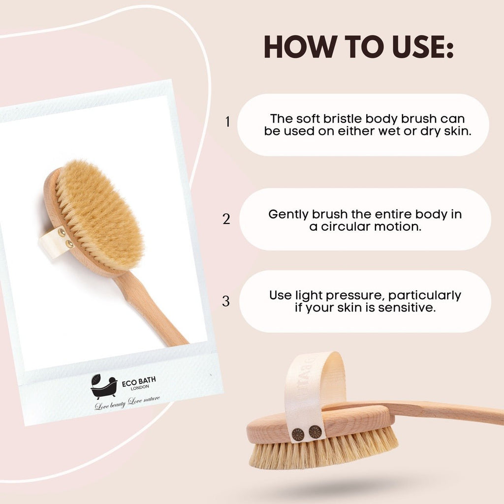 Natural Bristle Body Brush with Detachable Handle