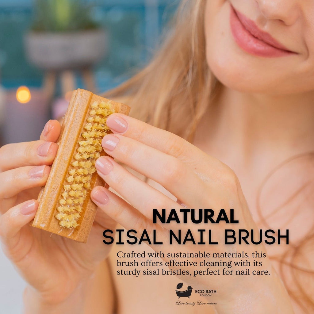 Natural Sisal Nail Brush in Beech, Walnut or Olive Wood
