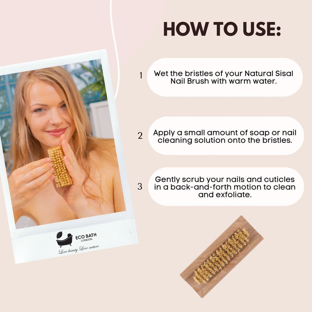Natural Sisal Nail Brush in Beech, Walnut or Olive Wood