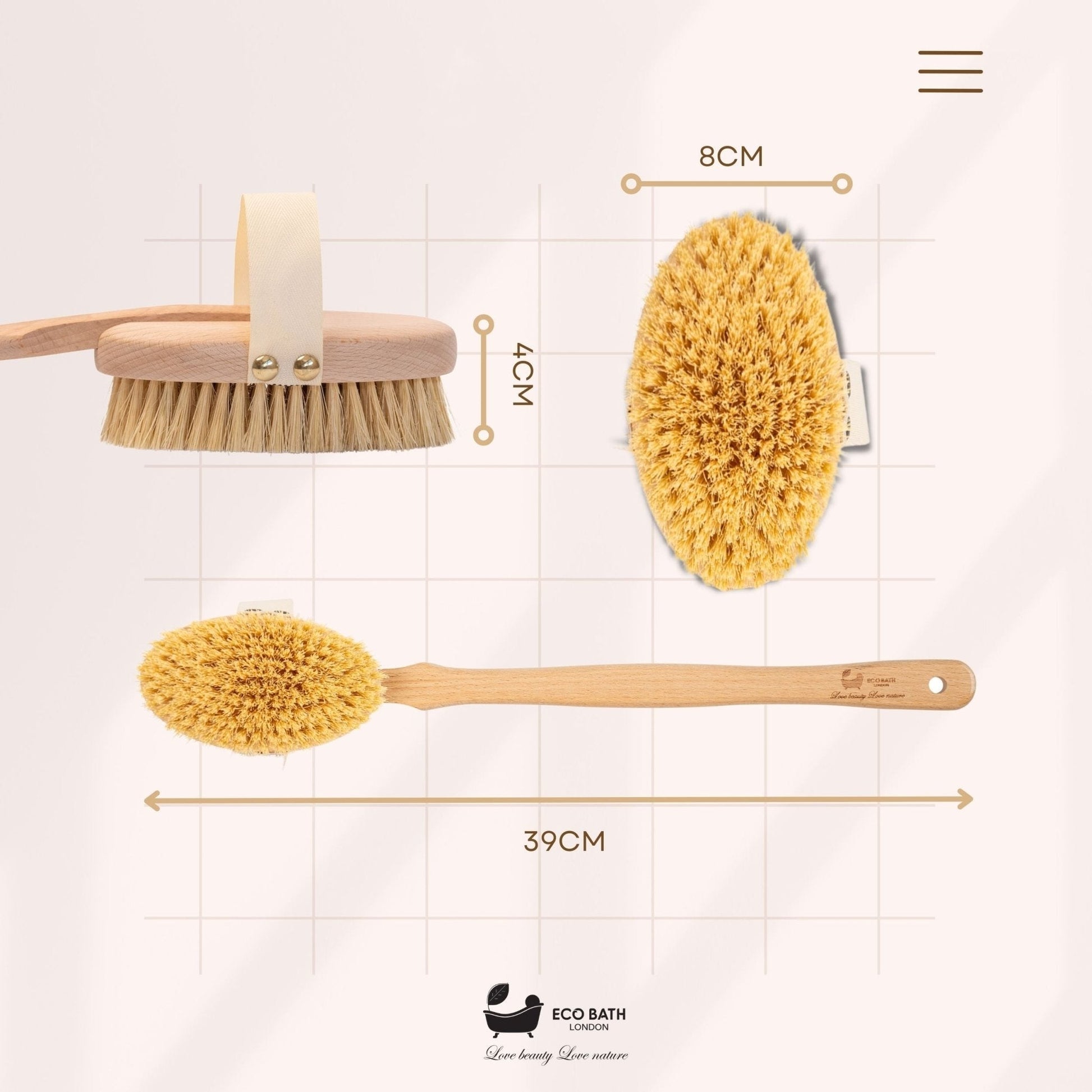 Natural Sisal Body Brush with Detachable Handle