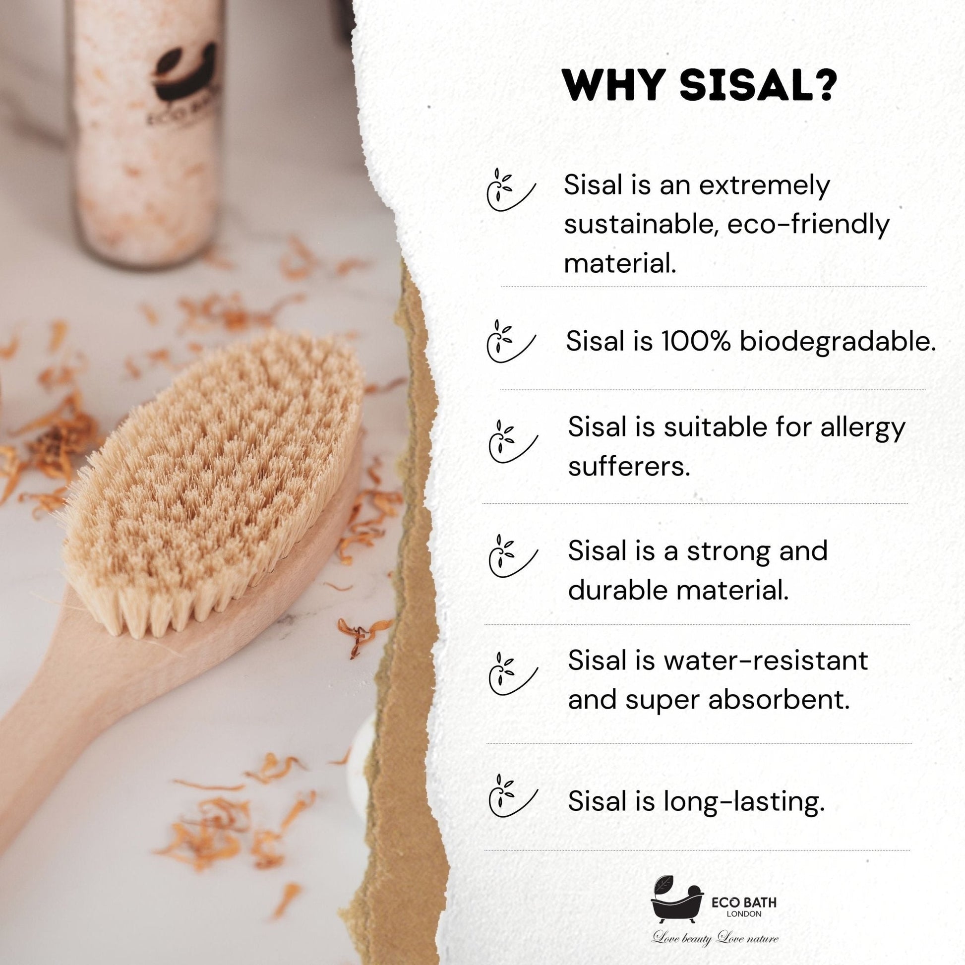 Natural Sisal Body Brush with Detachable Handle