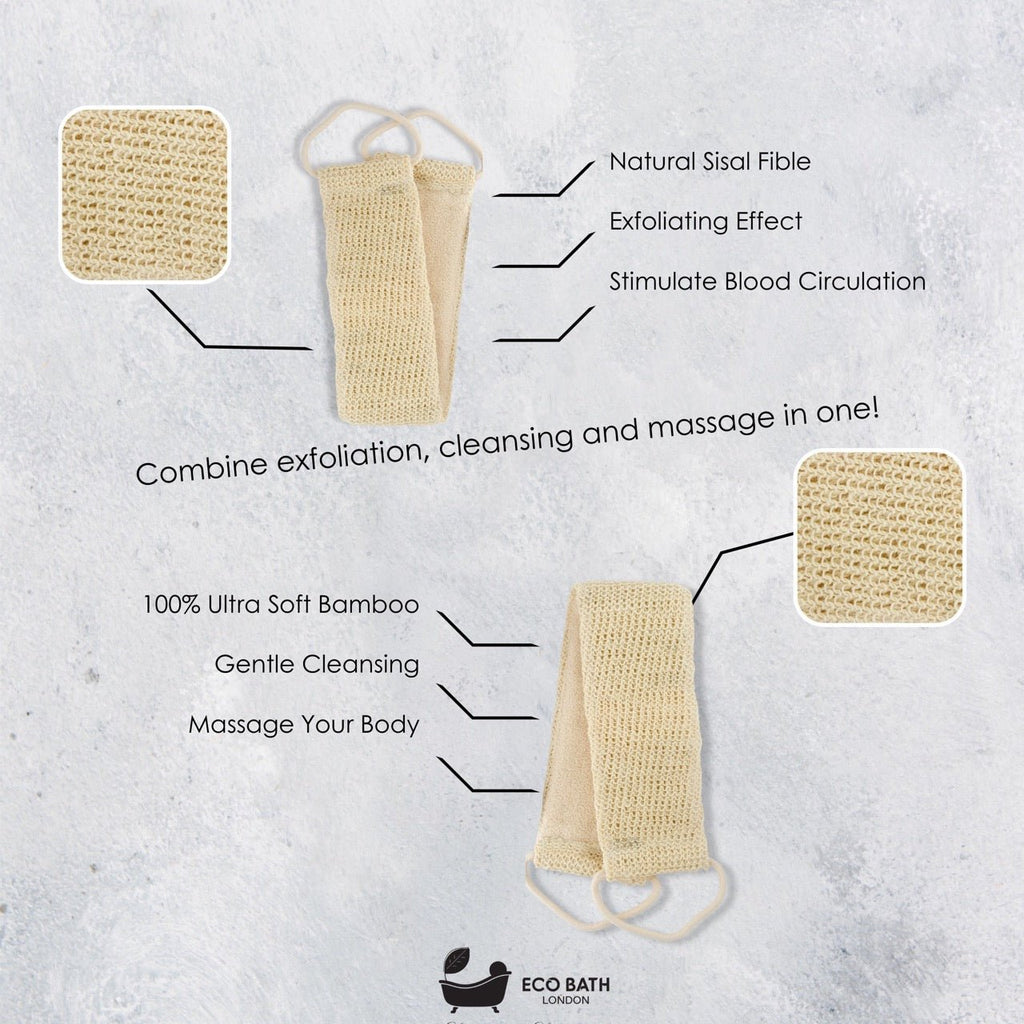 Natural Cotton and Sisal Back Strap Exfoliator