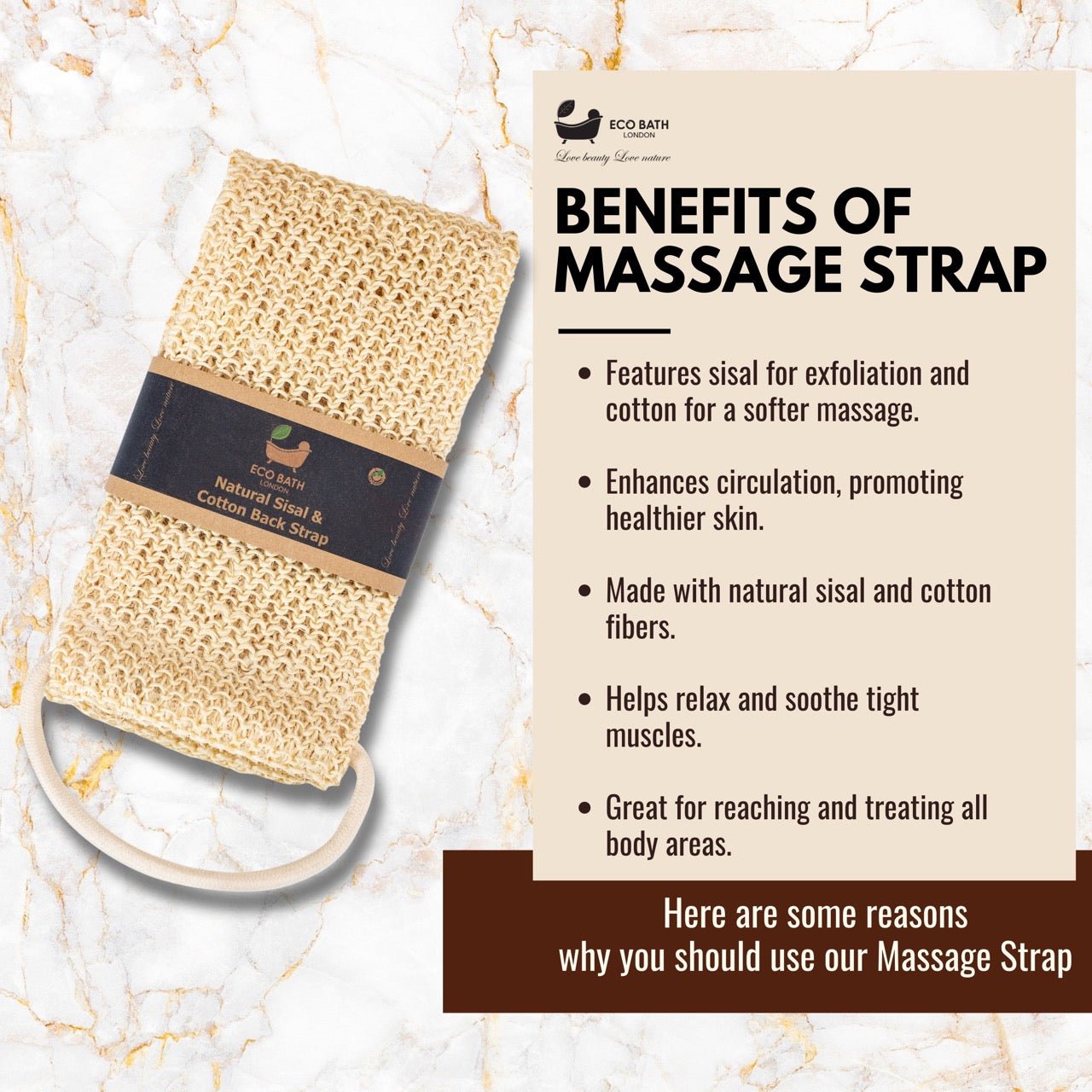 Natural Cotton and Sisal Back Strap Exfoliator