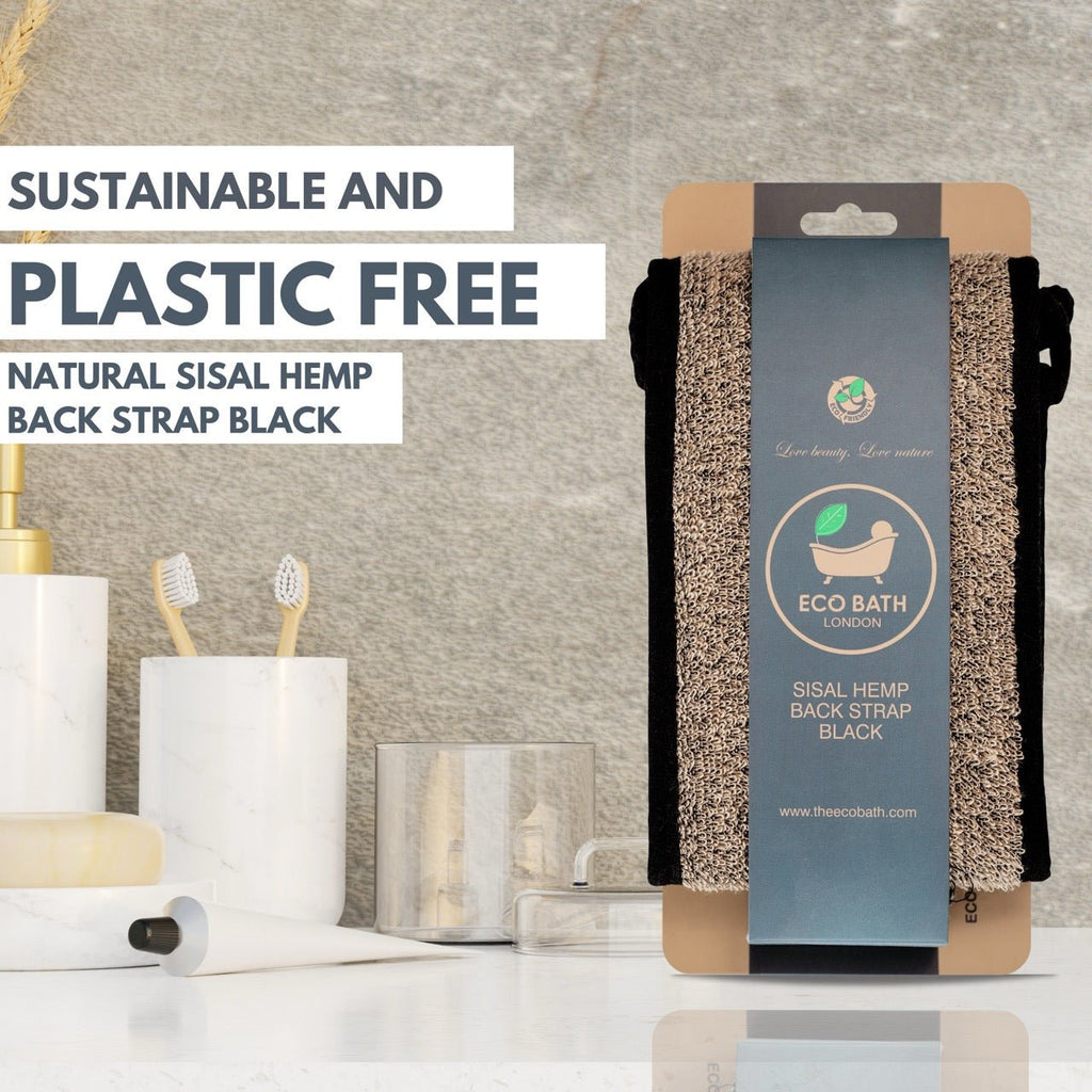 Eco Bath  Natural Sisal Hemp Back Strap Black