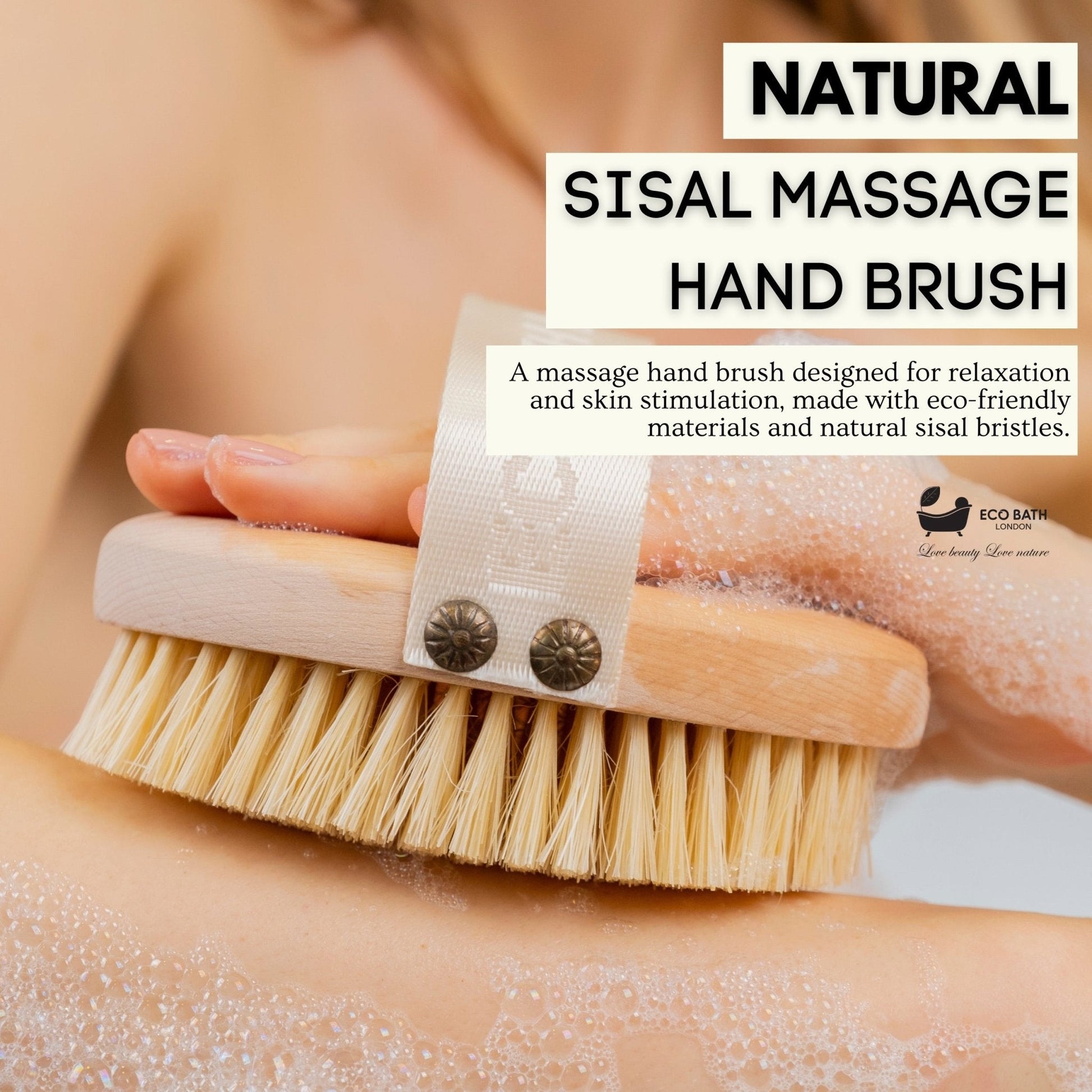 Natural Sisal Massage Hand Brush for Dry Brushing and Exfoliation