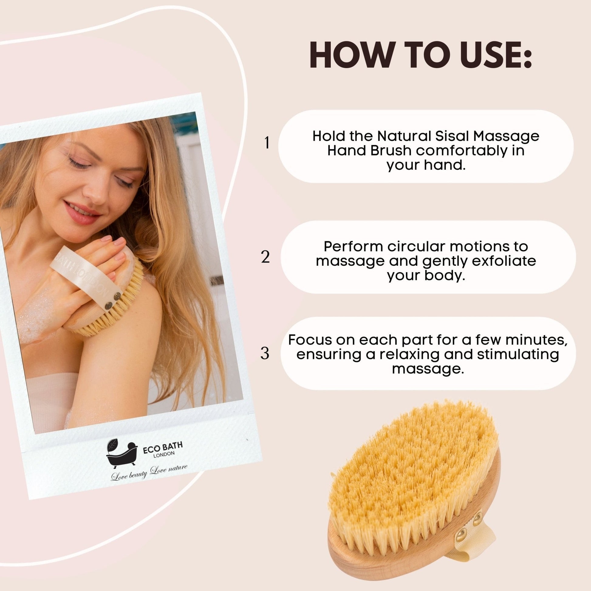 Natural Sisal Massage Hand Brush for Dry Brushing and Exfoliation