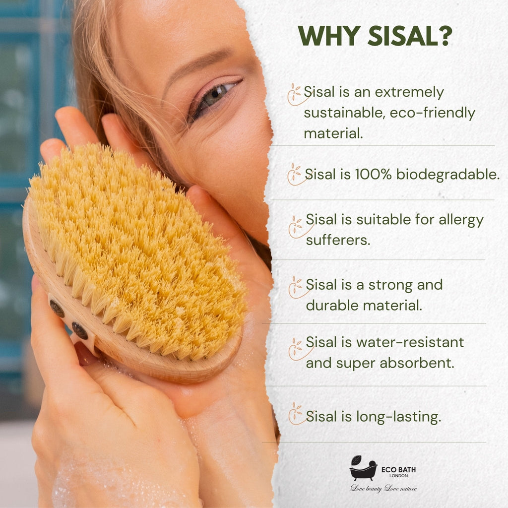 Natural Sisal Massage Hand Brush for Dry Brushing and Exfoliation