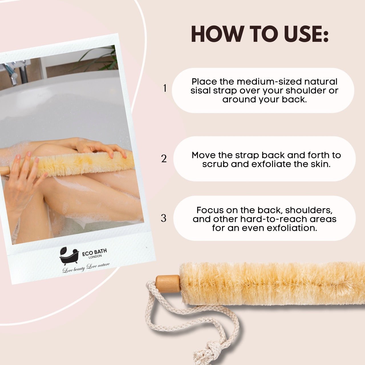 Natural Sisal Body Exfoliating Strap for Back Scrubbing