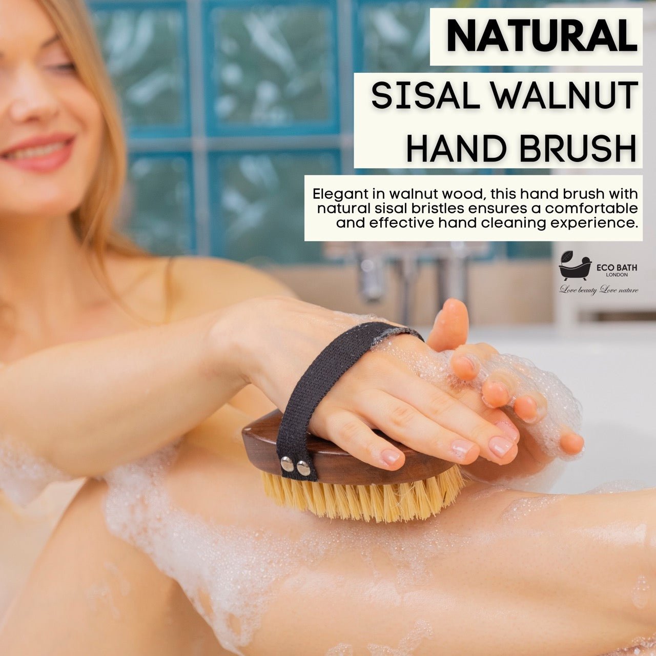 Natural Sisal Walnut Hand Brush for Dry Brushing